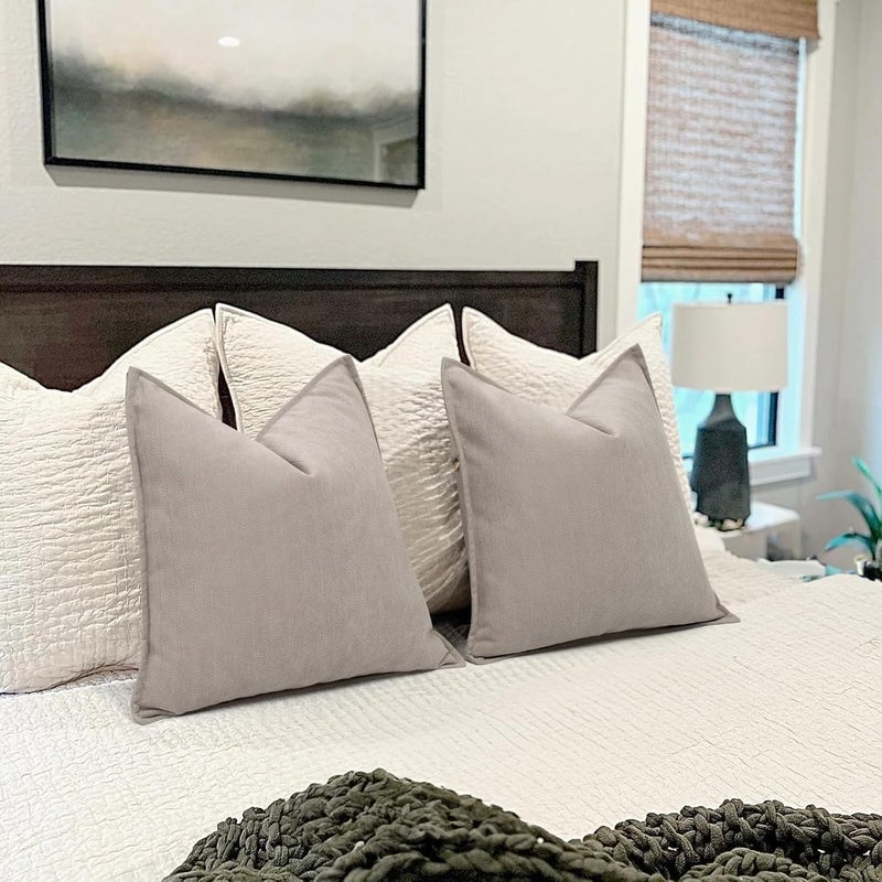 ZWJD Gray Pillow Covers 18x18 Set of 2 Chenille Pillow Covers with Elegant Design Soft and Luxurious Decorative Throw Pillows for Couch, Bed, and Home Decor - Image 5