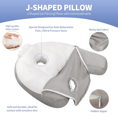 Nockovi J-Shaped Ear Piercing Pillow, 20x26 Inch, Side Sleeper Bed Pillow with 4” Ear Hole, Ergonomic Neck & Shoulder Contour, Velvet or Air-Mesh Cover - Image 5