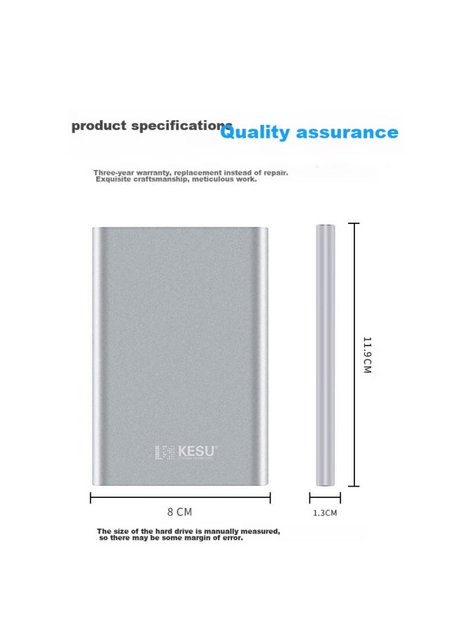 Kesu 500gb Portable Hard Drive, Large Capacity, Usb3.0 K201, 2.5-inch, Bright Moon Silver, External Mechanical Hard Drive For Laptops And Smartphones, Large Usb Flash Drive - Image 2
