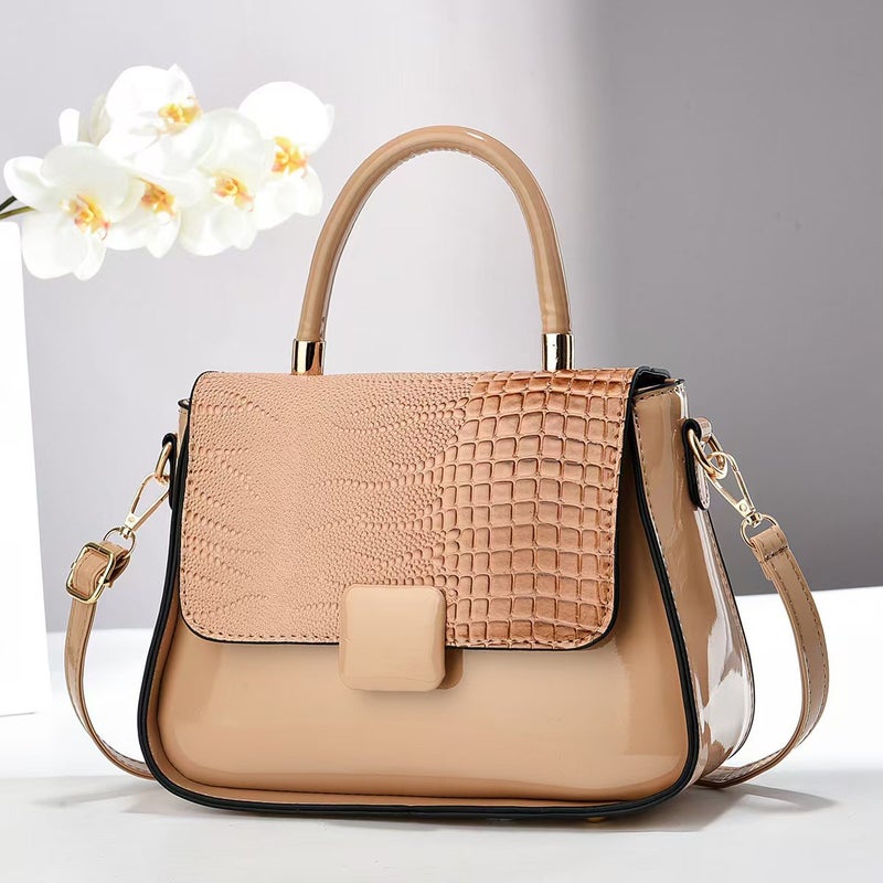New Crocodile Pattern Bright Leather Small Bag Handbag Fashionable Simple Large Capacity Shoulder Bag All-Match Crossbody Bag - Image 5