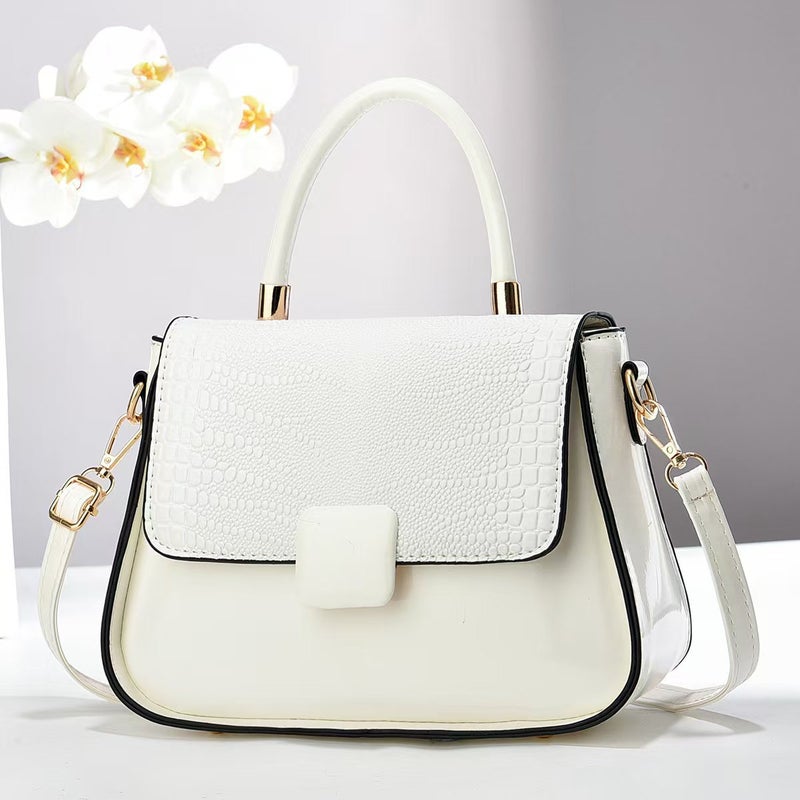New Crocodile Pattern Bright Leather Small Bag Handbag Fashionable Simple Large Capacity Shoulder Bag All-Match Crossbody Bag - Image 4