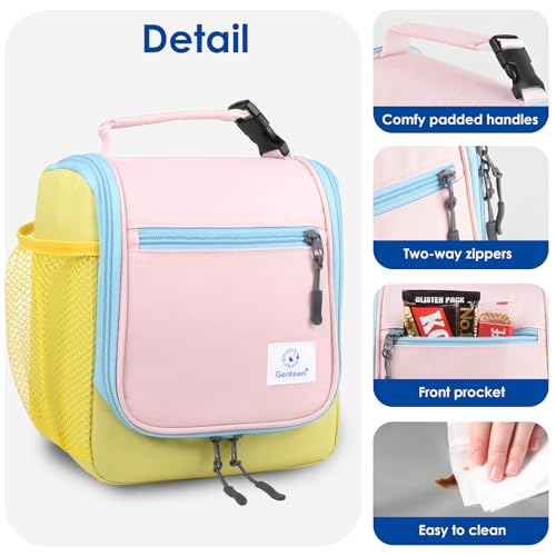 Genteen Kids Lunch Box, Insulated Lunch Bag for Kids, Toddler, Girl, and Boy; Holds Lunch Box, Water Bottle, & Snacks; Easy-Clean Water-Resistant Fabric & Multiple Zippered Pockets (Yellow Blue) - Image 5