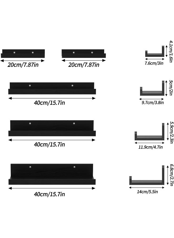 Giftgarden Giftgarden 16 Inch Wall Mounted Floating Shelves Set of 5, Black Wood Wall Shelves for Bathroom, Bedroom, Kitchen, Living Room Storage, Wooden Small Picture Ledge  - Image 3