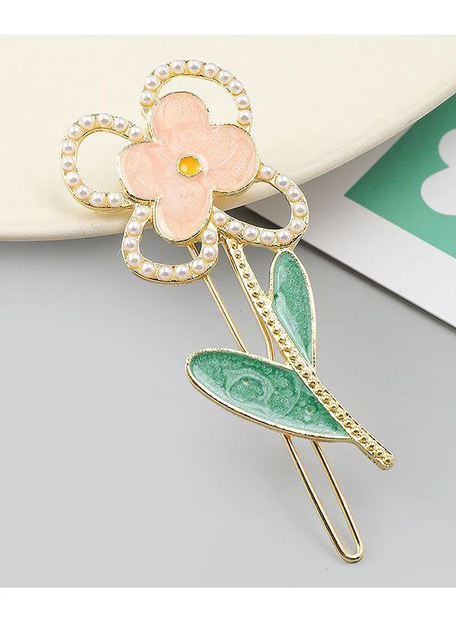 Mark & Mia Mark & Mia Hair Pin, Floral Design, Elegant, Decorative Style, Durable, 6 to 12 Years - Peach and Green