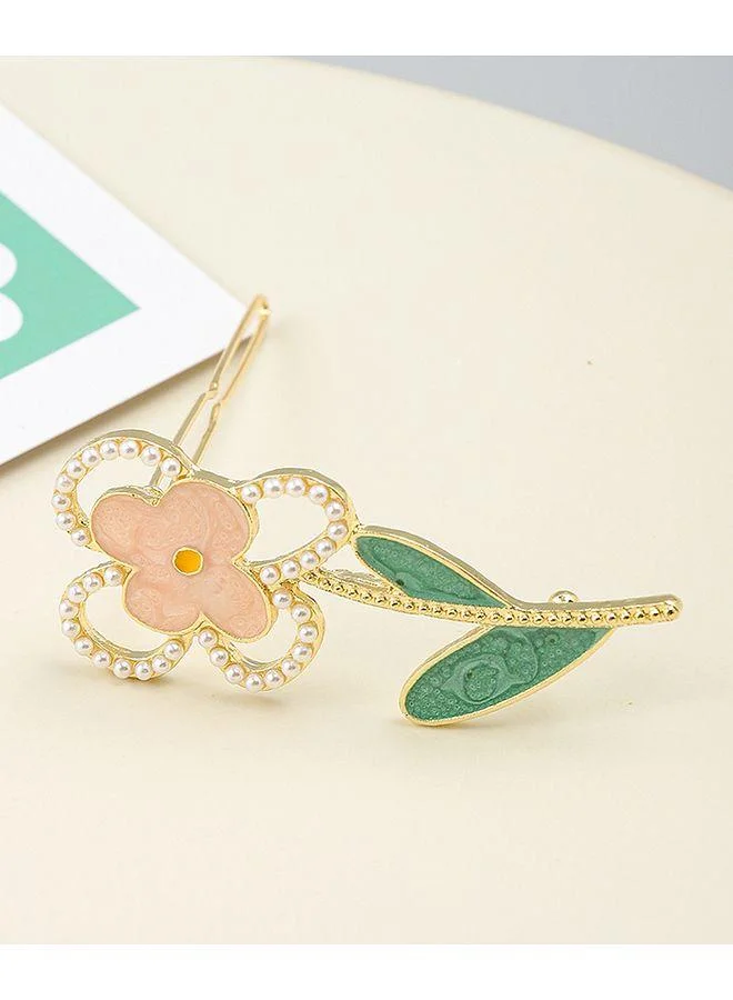 Mark & Mia Mark & Mia Hair Pin, Floral Design, Elegant, Decorative Style, Durable, 6 to 12 Years - Peach and Green