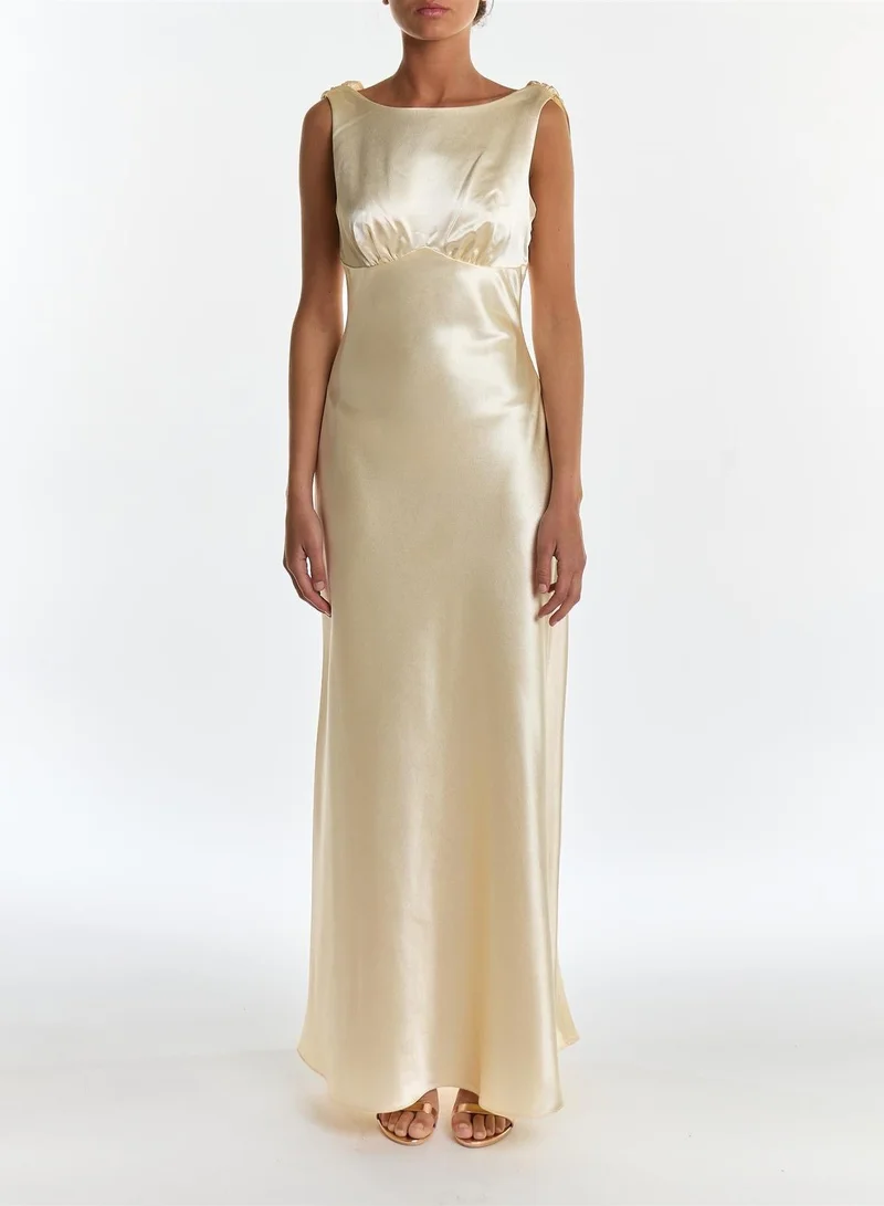 ترو ديكادينس Natalie Butter Yellow Cowl-Back Maxi Dress