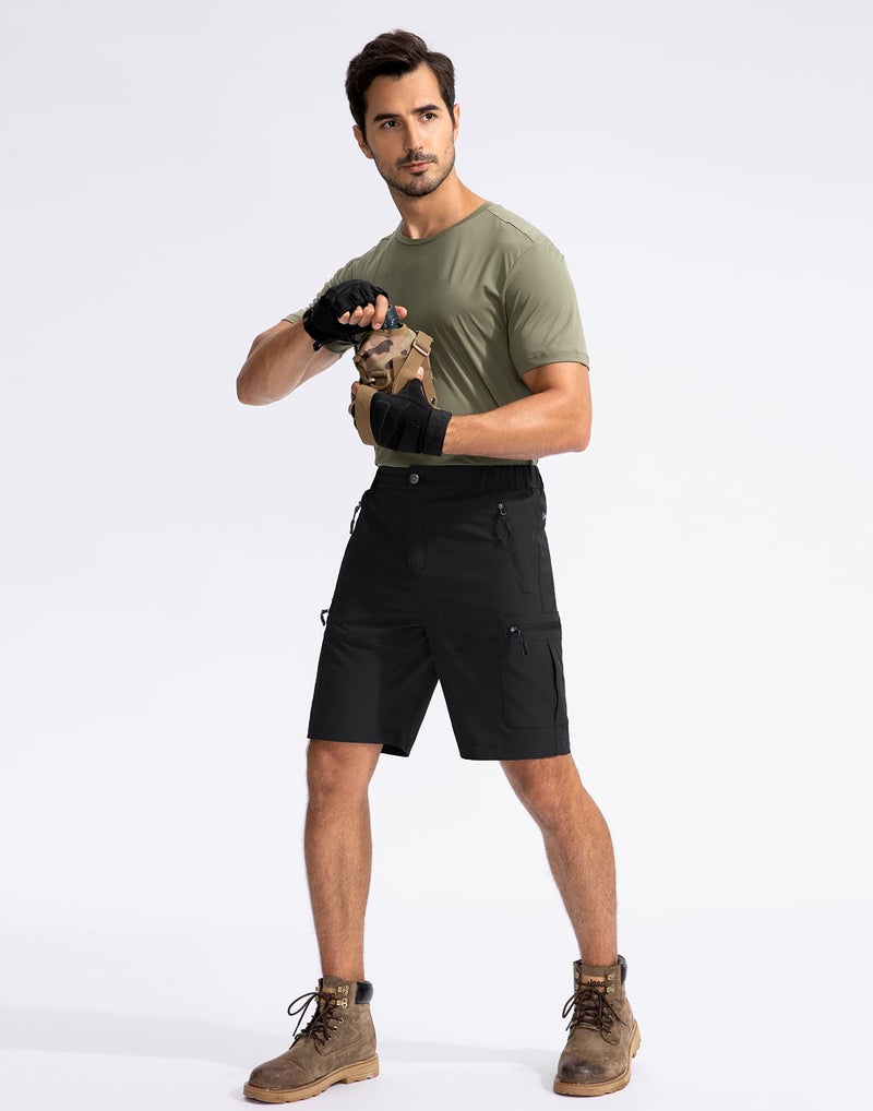 Pudolla Men's Hiking Cargo Shorts 9" Lightweight Outdoor Work Shorts for Men Travel Golf Camping Casual with 5 Zipper Pockets(Black 3X-Large) - Image 3