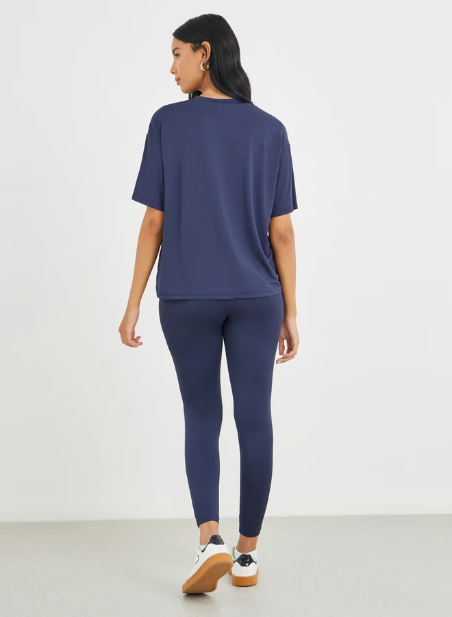Take Two Take Two Slogan Print Short Sleeve T-Shirt and Leggings Co-Ords
