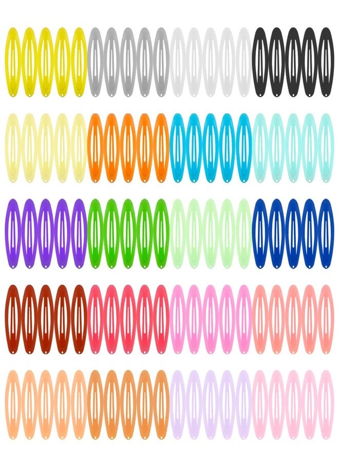 ECADY Hair Clips ECADY (100-Pack 20-Colors) Oval Non-Slip Snap Barrettes for Girls, Women, Kids - 2 Inch - Image 1