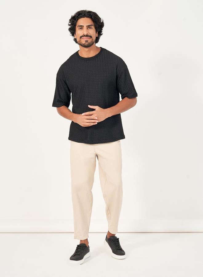 Styli Textured Knit Boxy Fit T-Shirt  - Image 2