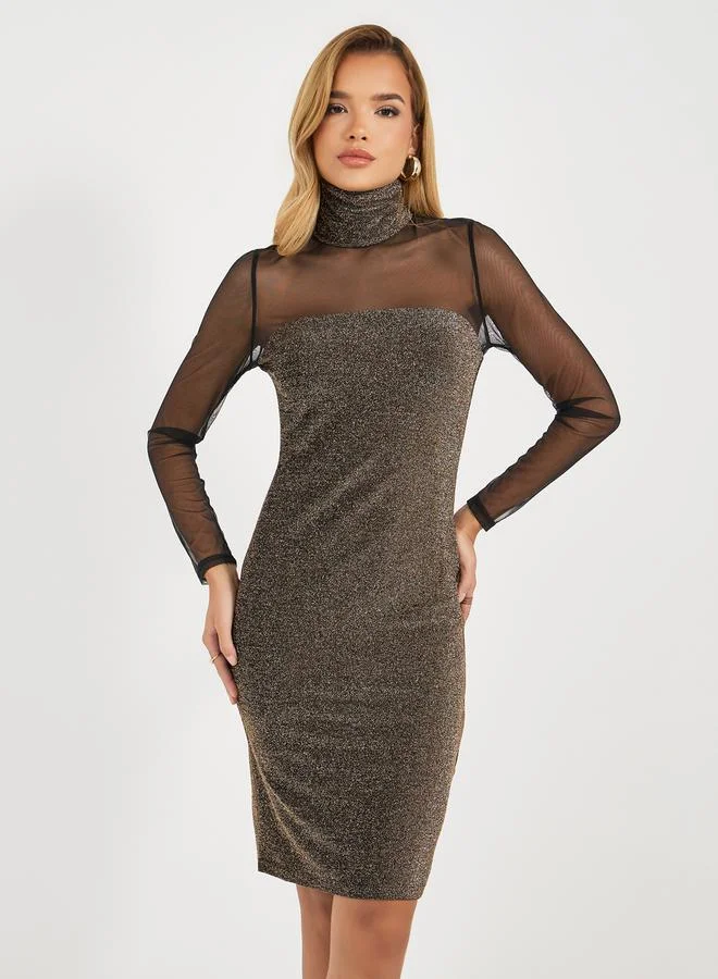 Styli Sheer Sleeve Bodycon Dress