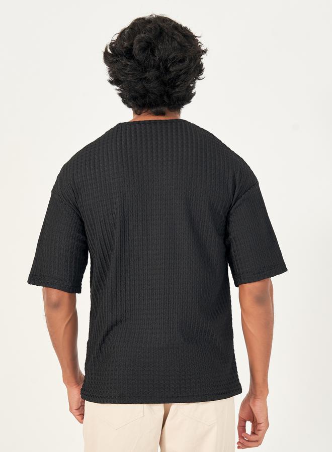 Styli Textured Knit Boxy Fit T-Shirt  - Image 4