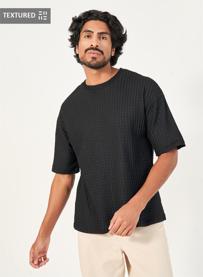Styli Textured Knit Boxy Fit T-Shirt  - Image 1
