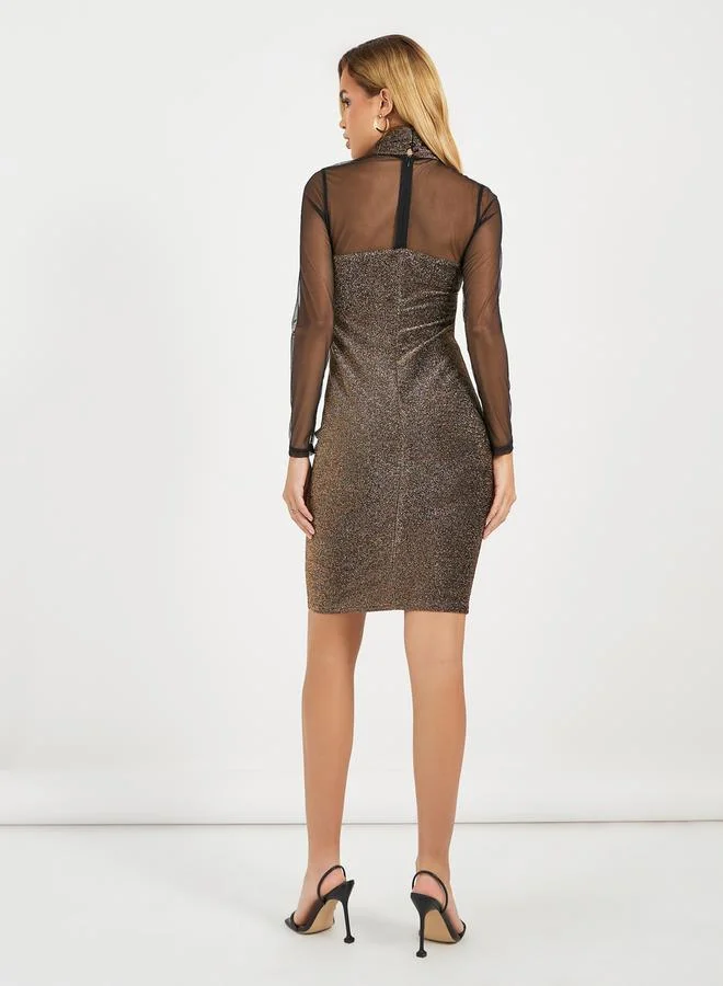 Styli Sheer Sleeve Bodycon Dress