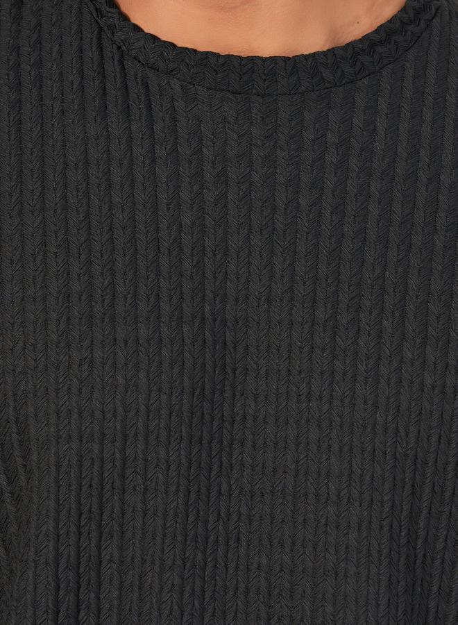 Styli Textured Knit Boxy Fit T-Shirt  - Image 3