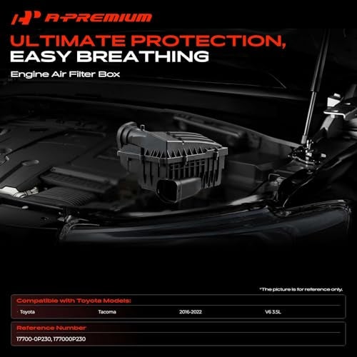 A-Premium APremium Engine Air Filter Cleaner Box Housing without Air Strainer Compatible with Toyota Tacoma 2016 2017 2018 2019 2020 2021 2022 V6 35L Replace 177000P230 177000P230 - Image 3