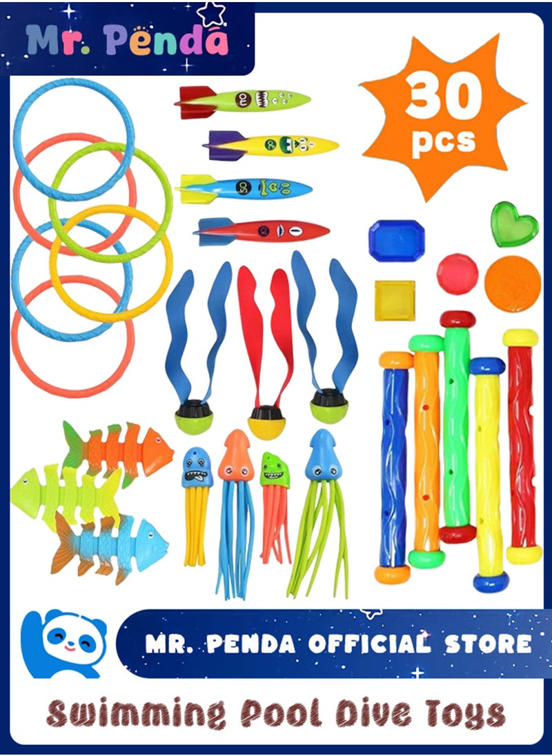 Mr. Penda 30 Pcs Swimming Toys Set Bundle, Diving Pool Toys for Kids Ages 3-12, Pool Games, Summer Swim, Water Fish Toys  - Image 1