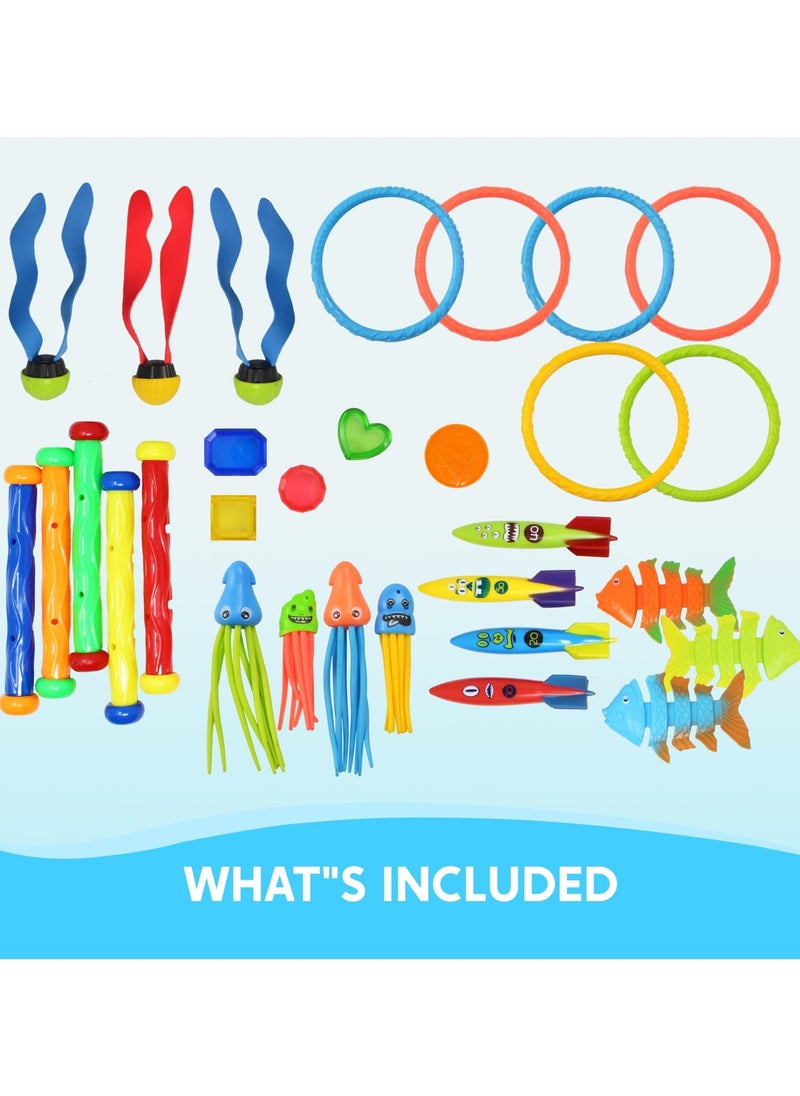 Mr. Penda 30 Pcs Swimming Toys Set Bundle, Diving Pool Toys for Kids Ages 3-12, Pool Games, Summer Swim, Water Fish Toys  - Image 2