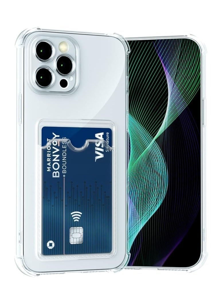 ELMO3EZZ Case for iPhone 14 Pro Max Clear Slim Phone Case Soft TPU Wallet Case Bag Cover with Card Slot Holder Shockproof 6.7 (Clear) - Image 1