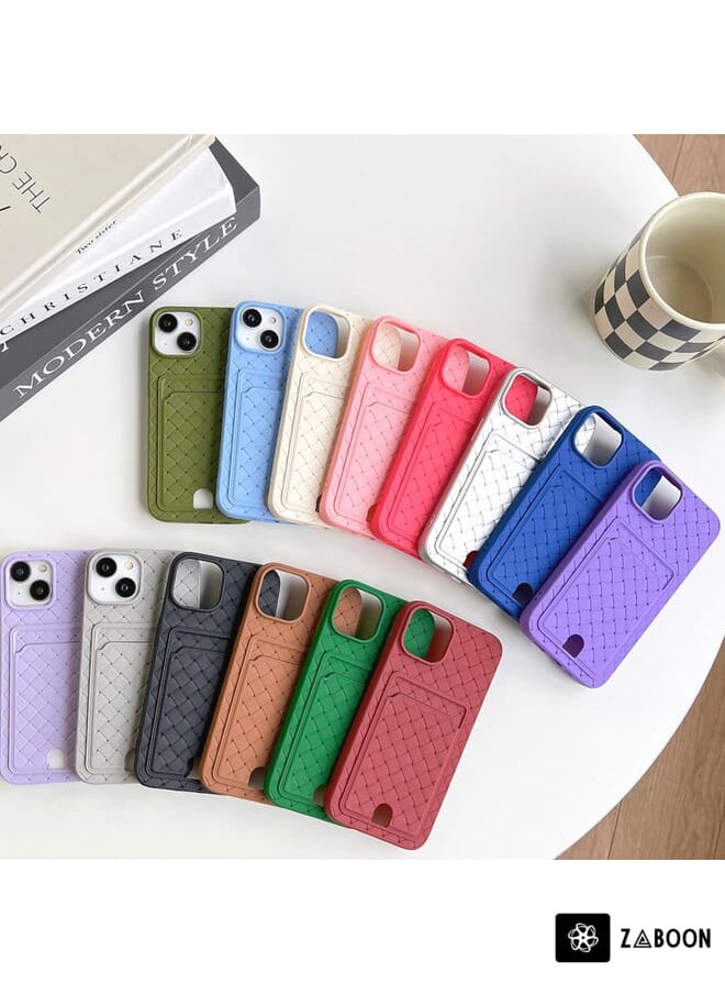 Green Tiger - For iPhone XR Weave Texture Card Slot Skin Feel Phone Case with Push Card Hole(Olive Green) - Image 1