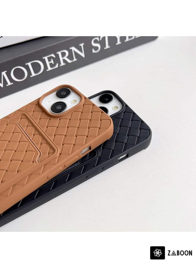 Green Tiger - For iPhone XR Weave Texture Card Slot Skin Feel Phone Case with Push Card Hole(Olive Green) - Image 1