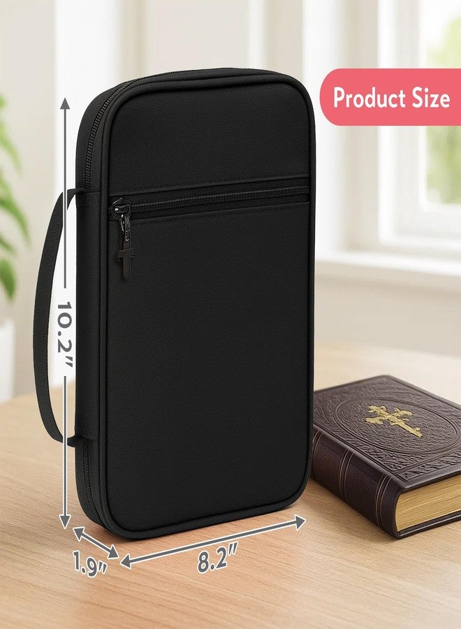 Fonwill Bible Cover with Durable Handle,Carrying Book Case Church Bag Bible, Protective with Zippered Pocket,Bible Study Accessories Supplies,Gift for Mother Lady Women Men(Black) - Image 2
