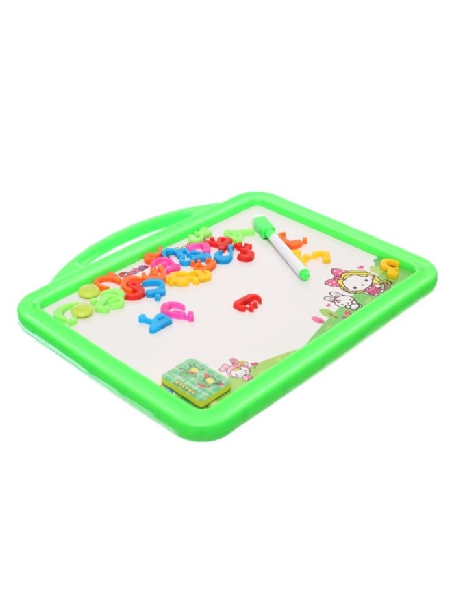 Plastic Drawing And Writing Board 2 in 1 With Magnetic Alphabet letters And Creative Educational Operations Aiming To Teach Children All Educational Skills - Green - Image 3