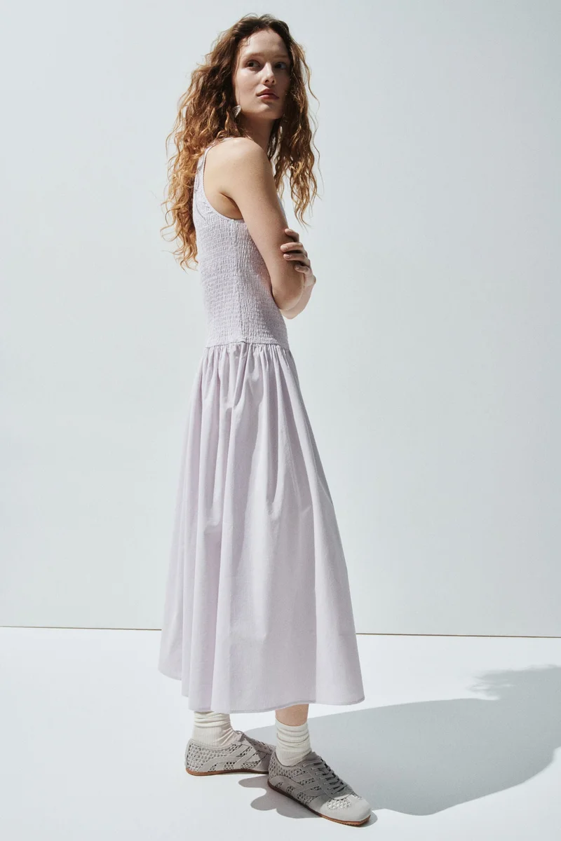 H&M  Smocked seersucker dress for Women | Best Price UAE