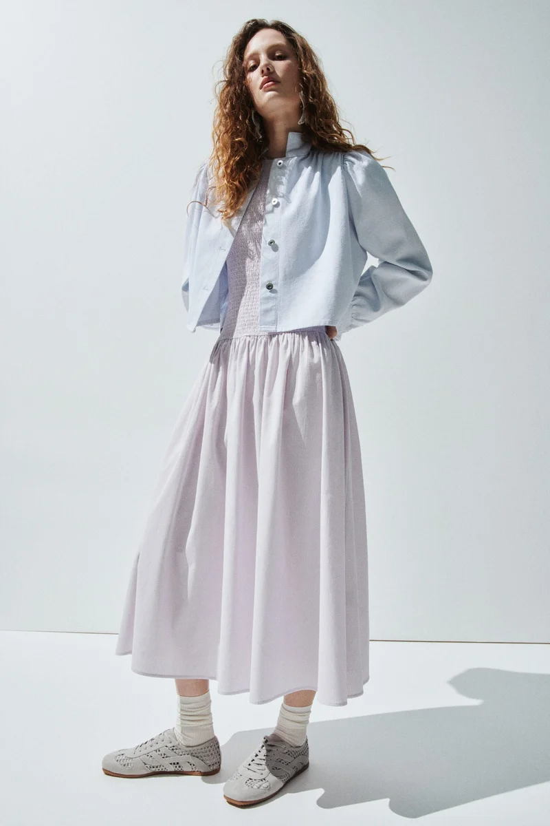 Smocked seersucker dress