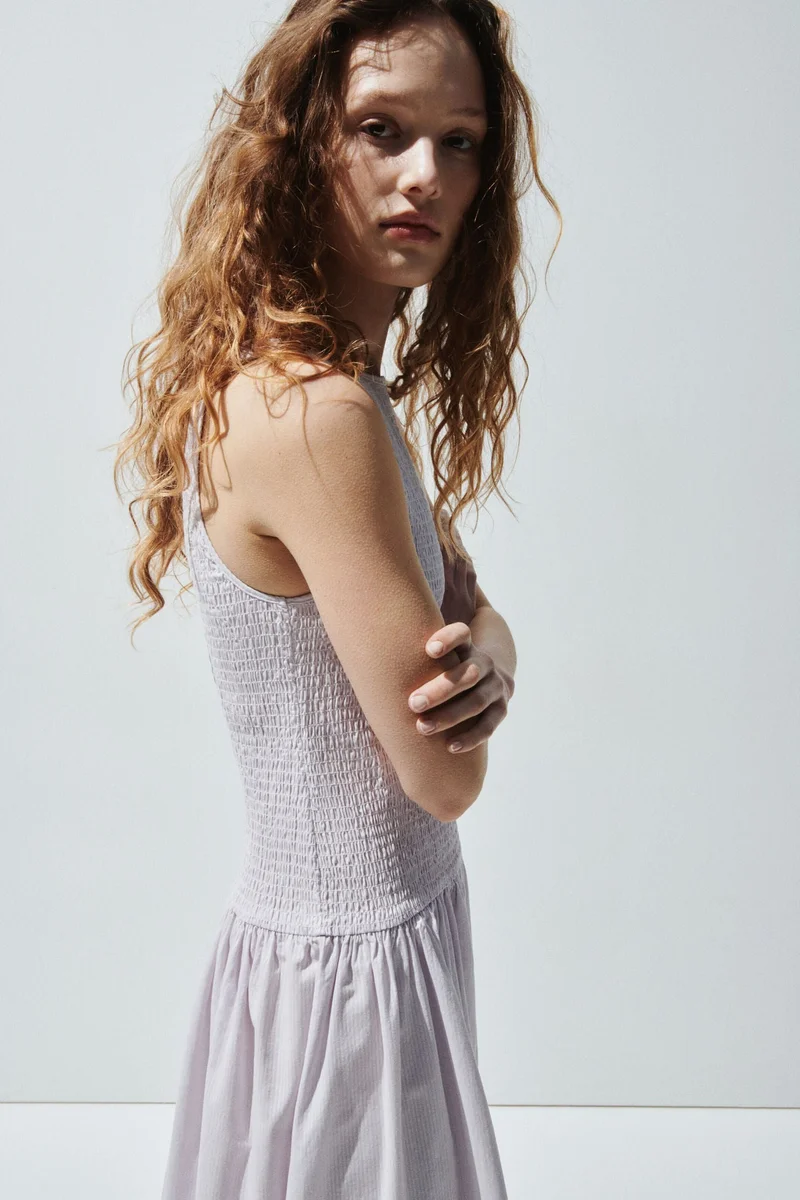 H&M  Smocked seersucker dress for Women | Best Price UAE