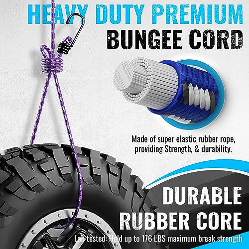 GOEASY0312 Premium Bungee Cords Heavy Duty - 20 pcs Bungee Cords with Hooks in A Storage Jar Includes 10", 18", 24", 30", 36", 48" Bungie Cord Bundle - Image 3