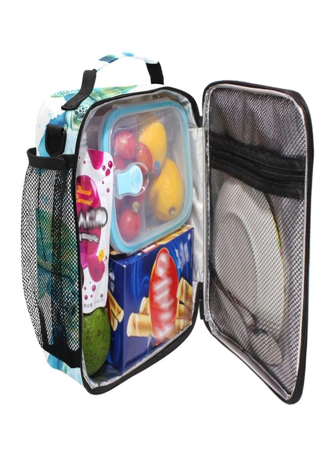 ZOEO Sea Turtles Teal Lunch Box Insulated Lunch Bag Prep Kids Cooler Tote Freezable Shoulder Strap Waterproof Picnic Meal for School Office - Image 4