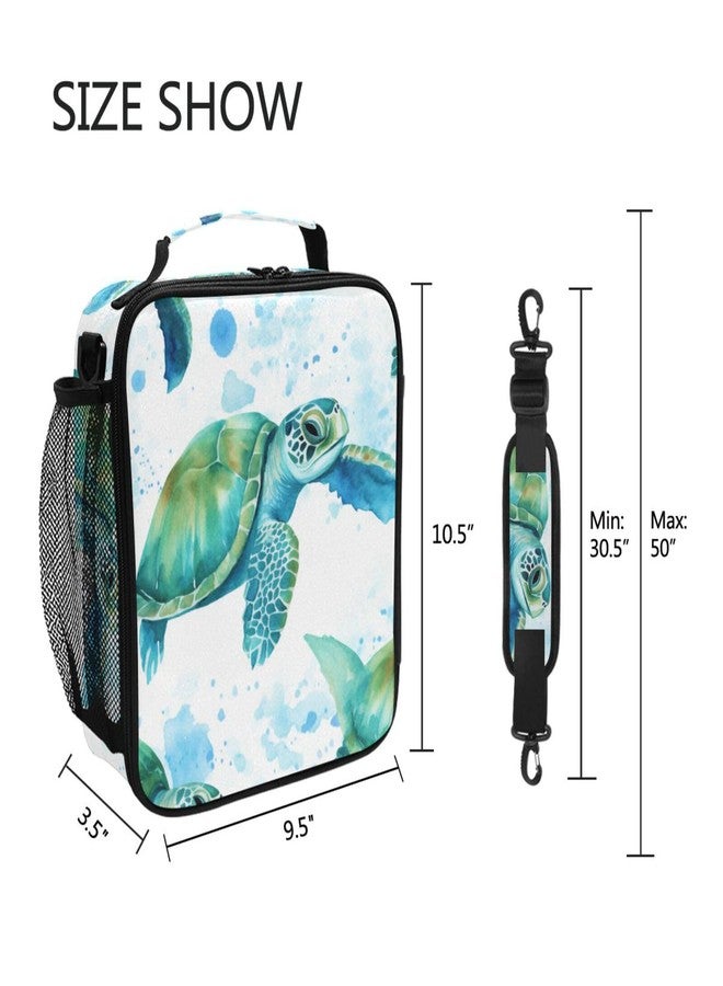 ZOEO Sea Turtles Teal Lunch Box Insulated Lunch Bag Prep Kids Cooler Tote Freezable Shoulder Strap Waterproof Picnic Meal for School Office - Image 5