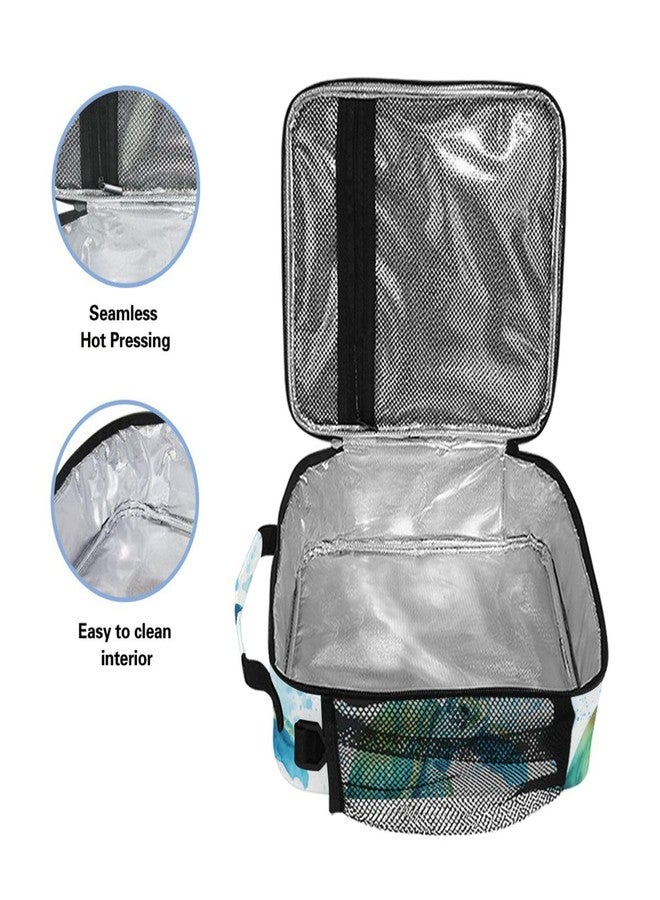 ZOEO Sea Turtles Teal Lunch Box Insulated Lunch Bag Prep Kids Cooler Tote Freezable Shoulder Strap Waterproof Picnic Meal for School Office - Image 3