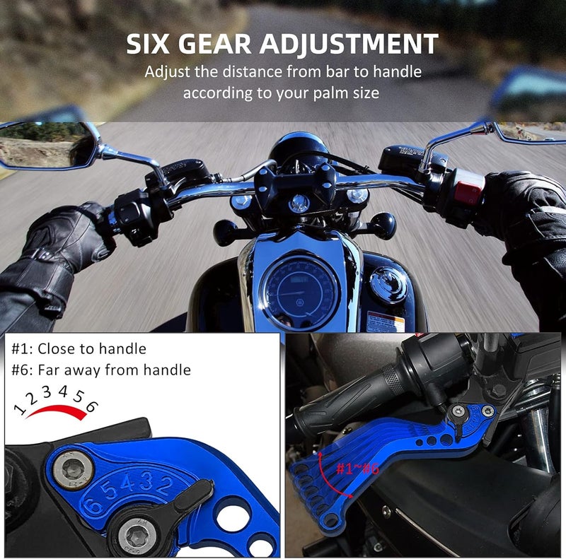 JAVIK Universal Bike Brake Master Cylinder Clutch Lever Set - Blue for 7/8" Handlebar - Image 3