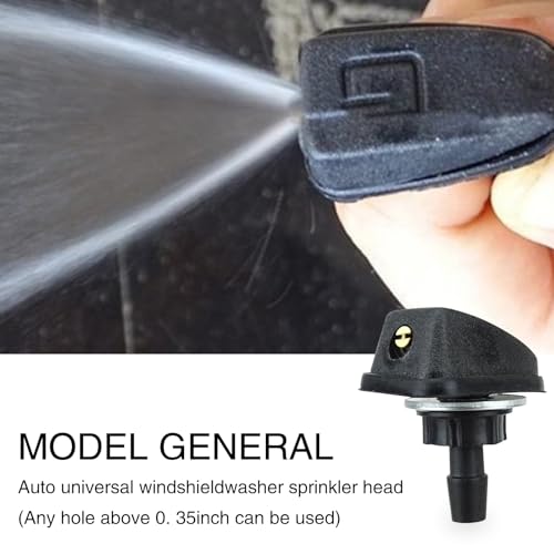 GKmow Pack-2 Car Front Windshield Washer, Automotive Wiper Nozzles, 0.31" Sprayer Head Replacement Parts, Single Hole Adjustable Fan-shaped Kit, Universal for Most Cars, Trucks (Black) - Image 3