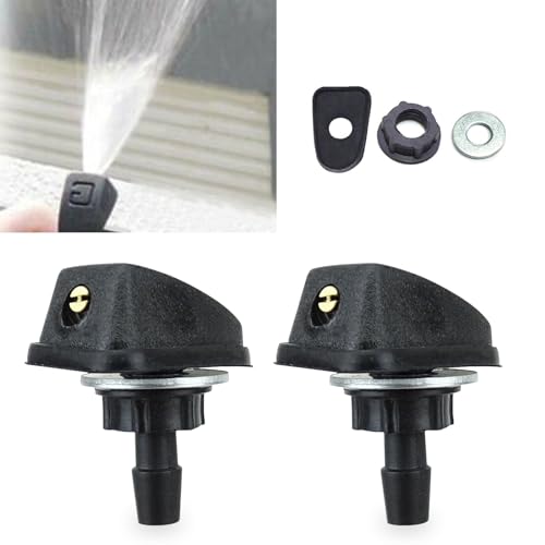 GKmow Pack-2 Car Front Windshield Washer, Automotive Wiper Nozzles, 0.31" Sprayer Head Replacement Parts, Single Hole Adjustable Fan-shaped Kit, Universal for Most Cars, Trucks (Black) - Image 1