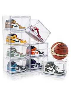 ZIMNEST 8-Piece Shoe Box, Shoe Storage Boxes Clear Plastic Stackable, Shoe Organizer Containers with Lids for Women/Men 34.5 x 27 x 19 cm  - Image 1