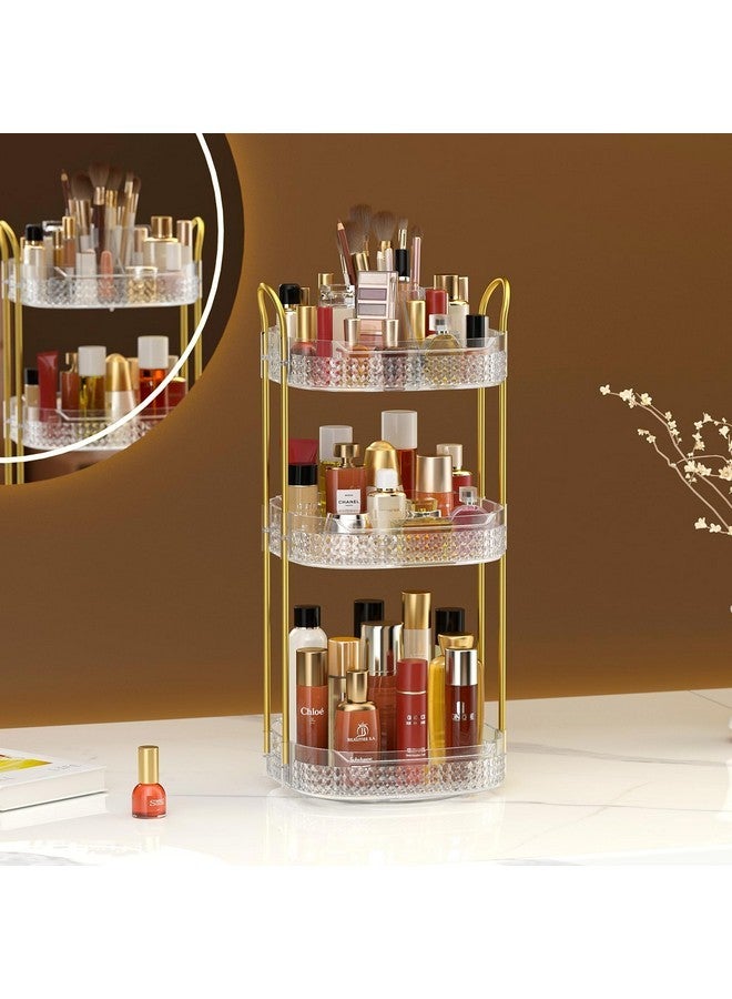 Awenia Rotating Makeup Organizer 360, Stackable Adjustable Large Capacity Cosmetic Storage Unit,Dresser Bathroom Kitchen Countertop Organizer With Metal Handle, Plus Size (Clear, 3 Tier) - Image 1