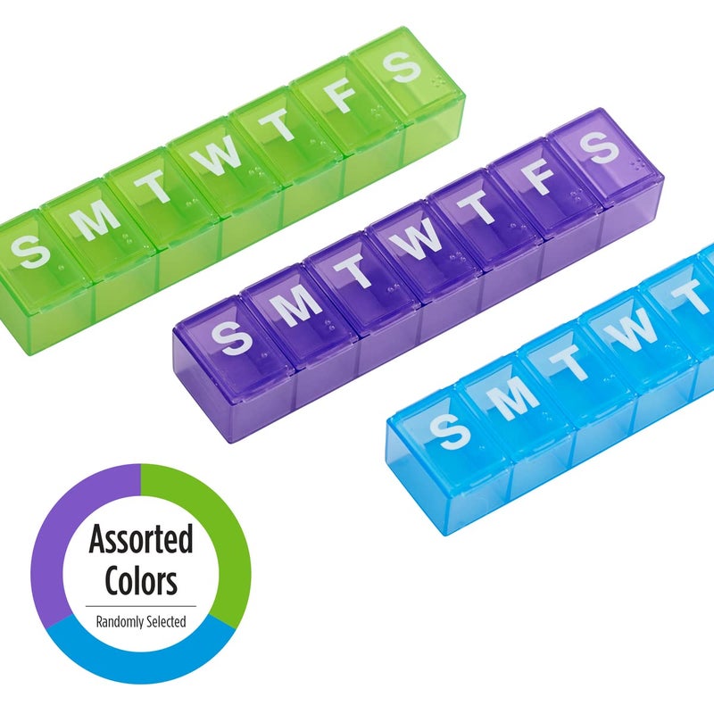 EZY DOSE Weekly (7-Day) Daily Pill Case, Medicine Planner, Vitamin Organizer, Supplement Container, Convenient and Easy to Use, Large Compartments, Travel Friendly, Color May Vary, BPA Free - Image 5