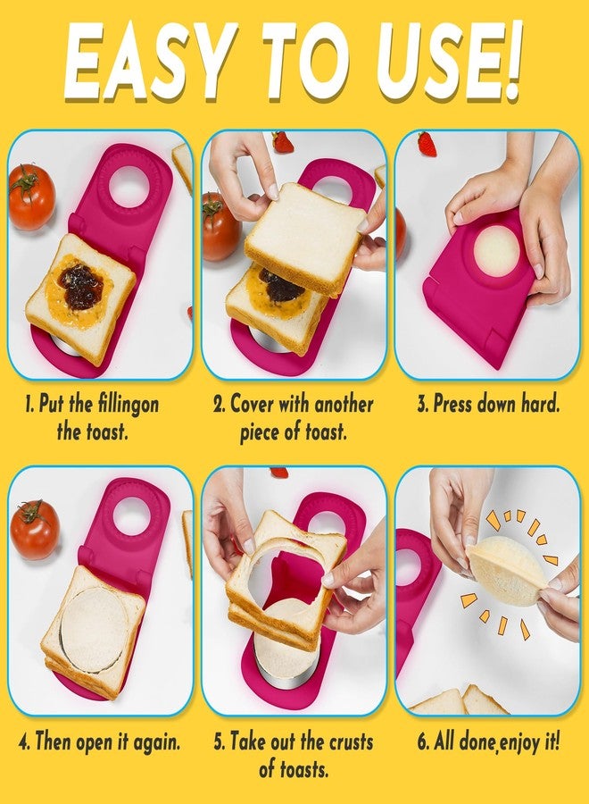 HiYZ Sandwich Cutter and Sealer - Stainless Steel Decruster Sandwich Maker - Peanut Butter and Jelly Crustless Sandwich Bread Pancake Maker Cookie Cutter for Kids Children Boys Girls - Image 5