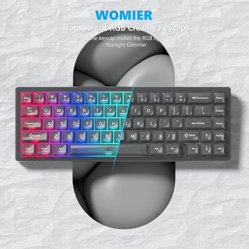 Womier Keyboard Keycaps Jelly, Black Keycaps Clear 60 65 75 100 Percent, Transparent Cute Custom Key Cap Set for Cherry MX, Kailh, Outemu, Gateron Mechanical Keyboards(MDA Profile) - Image 2