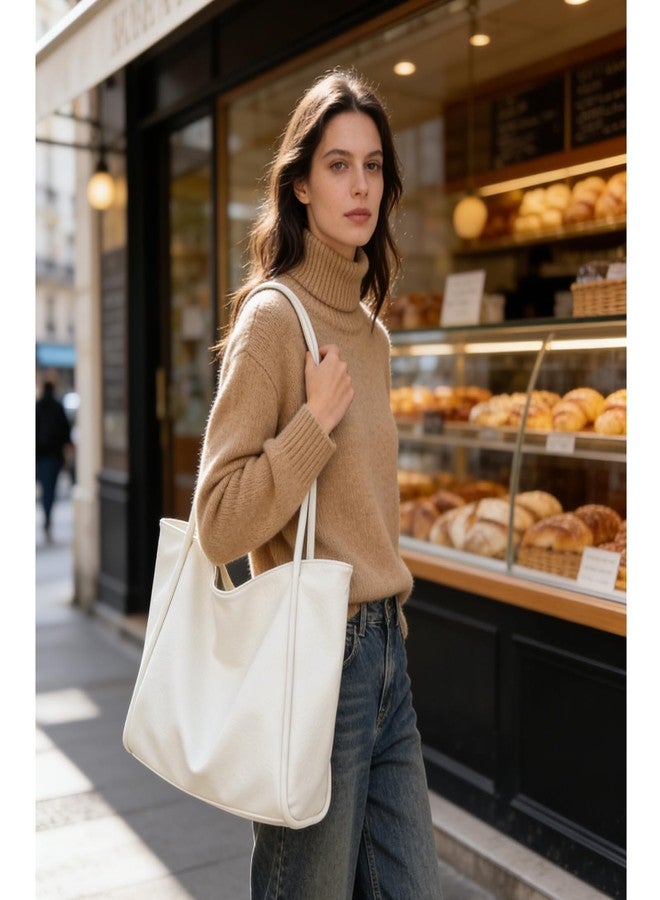 WITERY Large Tote Bag for Women Soft Vegan Leather Shoulder Bag with Interior Pockets & Top Handles Ladies Tote Purses Satchel Handbags for Work Everyday Use - Image 2