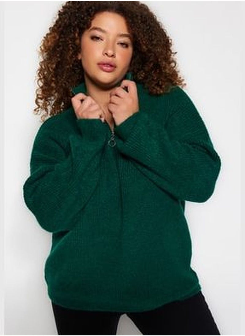 trendyol Green Zip-Up Knitwear Sweater TBBAW24AN00054  - Image 1