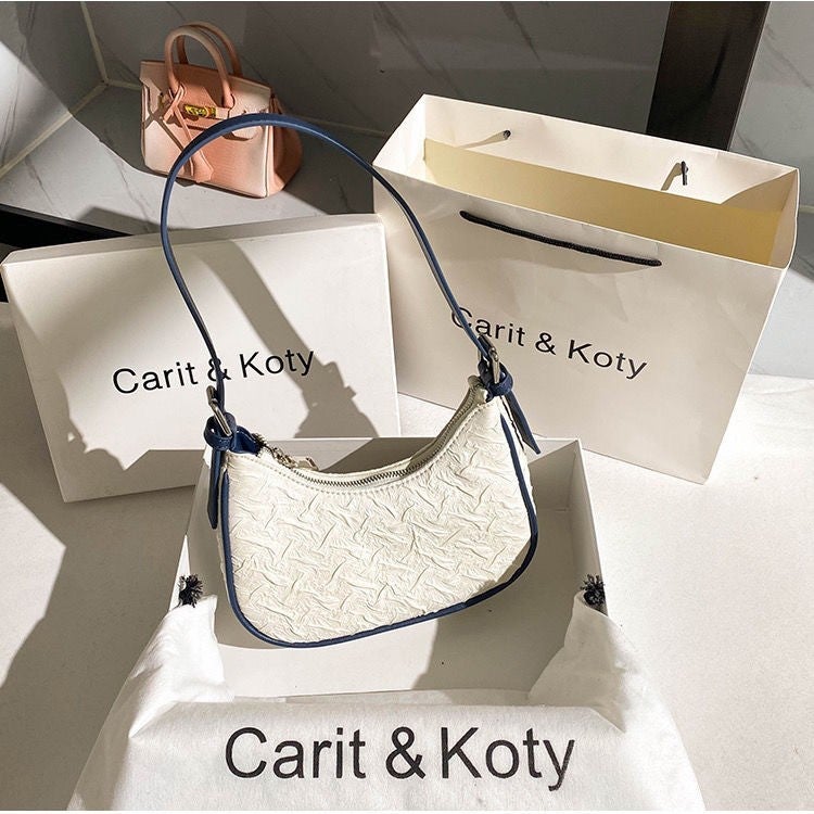 Women's Crinkled White PU Shoulder Bag - Image 2