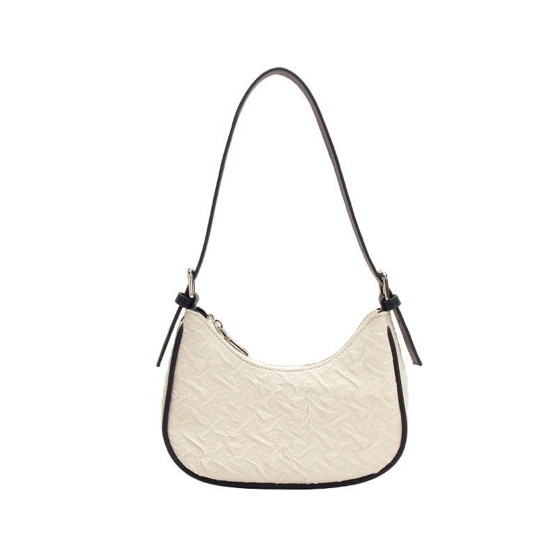 Women's Crinkled White PU Shoulder Bag - Image 5