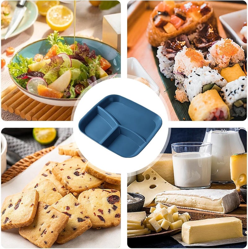 Adult Food Plates with Dividers | 3 Section Tray - Set of 5 Compartments Plates, for Adults, for Home Kitchen, Cooking, Eating, Fruits, Vegetables and Salad - Image 4