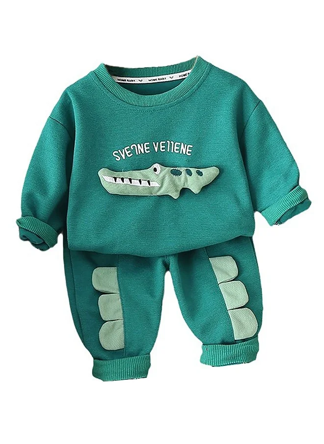 LITTLE SURPRISE BOX Green Crocodile 2 pcs Track suit set for Toddlers/Kids