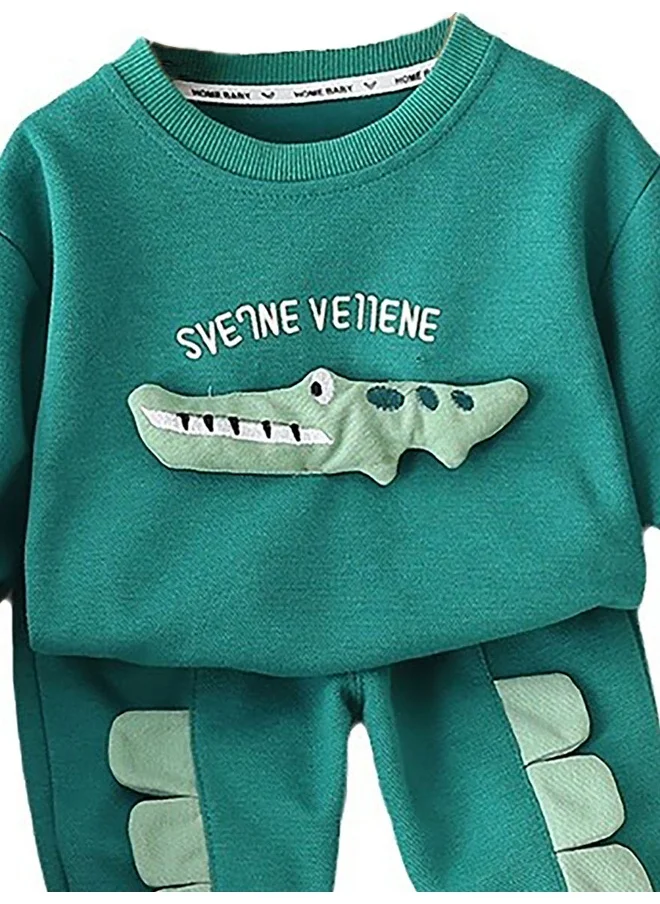 LITTLE SURPRISE BOX Green Crocodile 2 pcs Track suit set for Toddlers/Kids