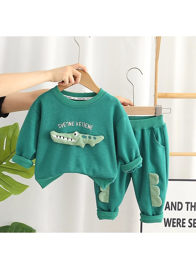 LITTLE SURPRISE BOX Green Crocodile 2 pcs Track suit set for Toddlers/Kids